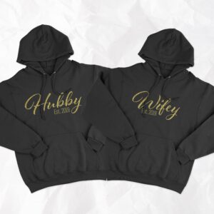 Hubby and Wifey Hoddies With Year of Wedding