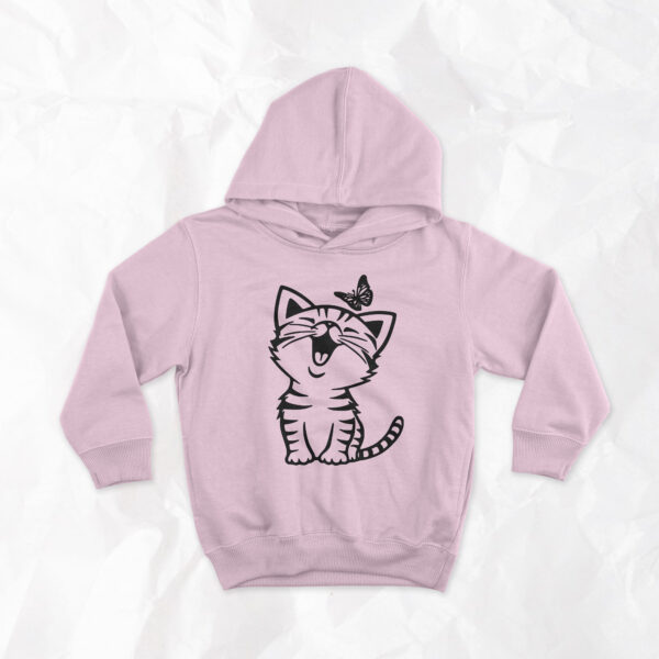 Happy Cat and Butterfly - Kids Hoodie - Image 3