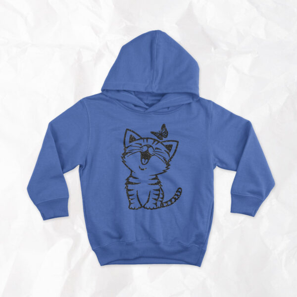 Happy Cat and Butterfly - Kids Hoodie - Image 2