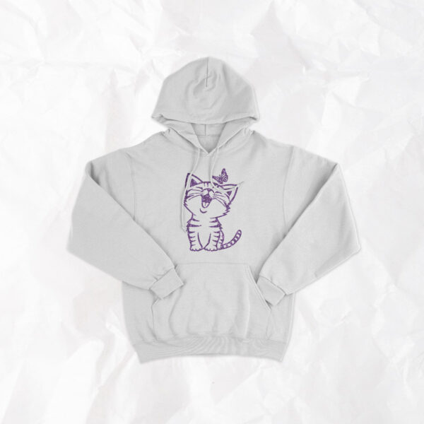 Happy Cat and Butterfly - Kids Hoodie