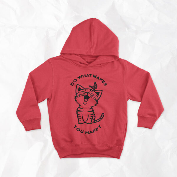 Happy Cat and Butterfly + Writing - Kids Hoodie - Image 7