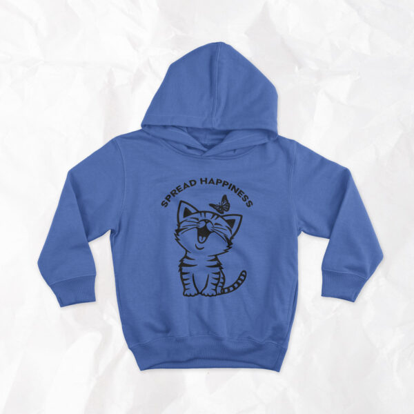 Happy Cat and Butterfly + Writing - Kids Hoodie - Image 6