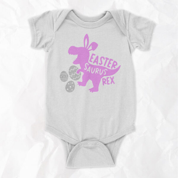 Easter-Saurus-Rex - Short Sleeve Onesie - Image 3