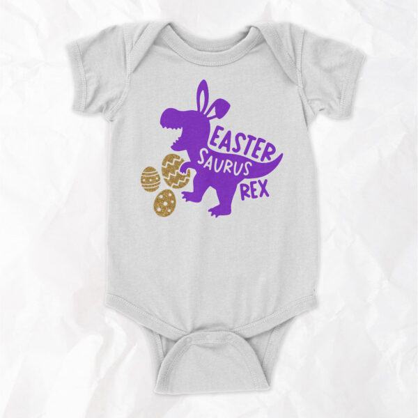 Easter-Saurus-Rex - Short Sleeve Onesie - Image 2
