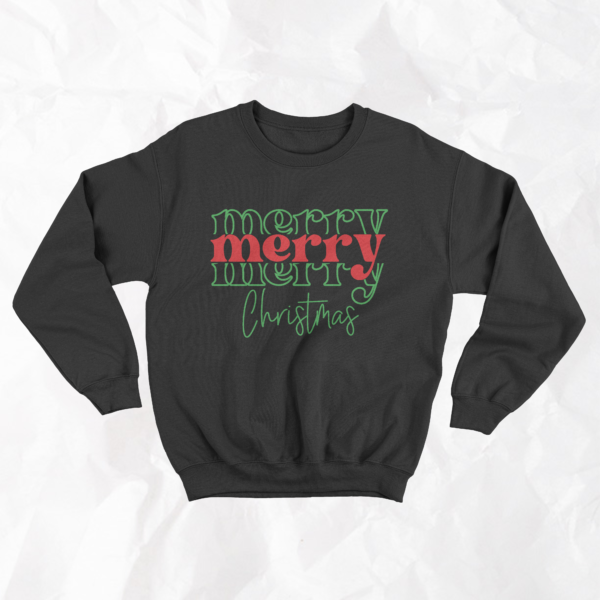Merry Merry Merry Christmas - Adult Crewneck - Image 2
