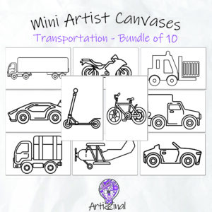 Mini Artist Canvases - Bundle of 10 - Transportation