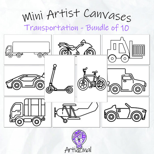 Mini Artist Canvases - Bundle of 10 - Transportation