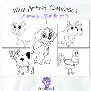 Mini Artist Canvases - Bundle of 5 - Animals