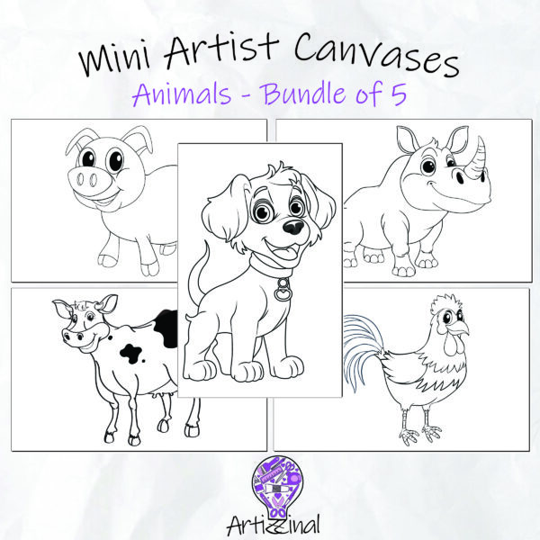 Mini Artist Canvases - Bundle of 5 - Animals