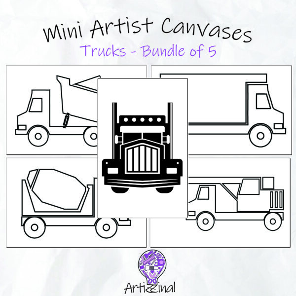 Mini Artist Canvases - Bundle of 5 - Trucks